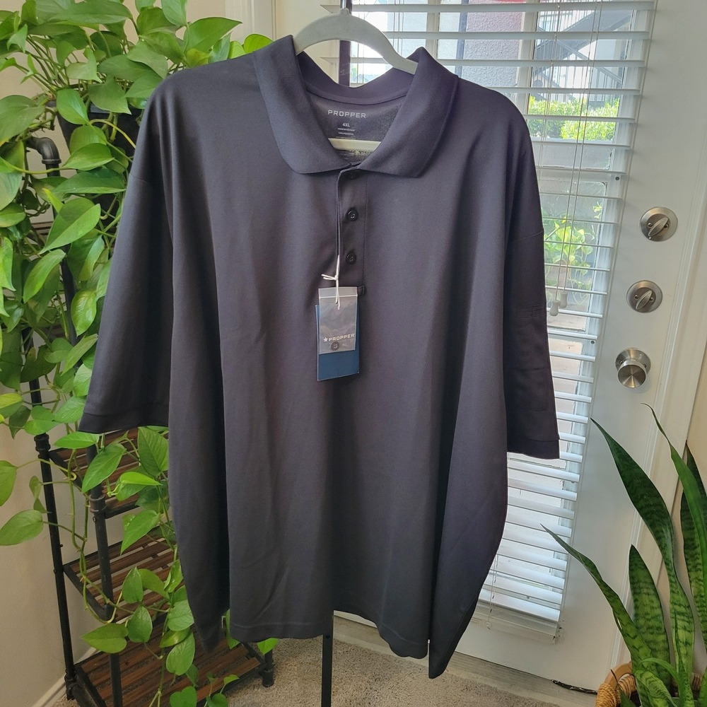 PROPPER MENS 4XL BLACK SHORT SLEEVE POLO SHIRT NEW WITH TAGS WORKWEAR